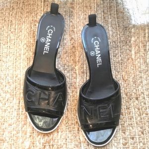 CHANEL😍SS19 Leather Slide Mules 39.5/8.5